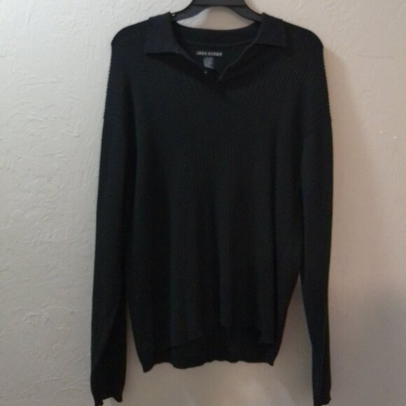 John Henry Black Ribbed Knit Collared Sweater – Men’s XL - Picture 1 of 2